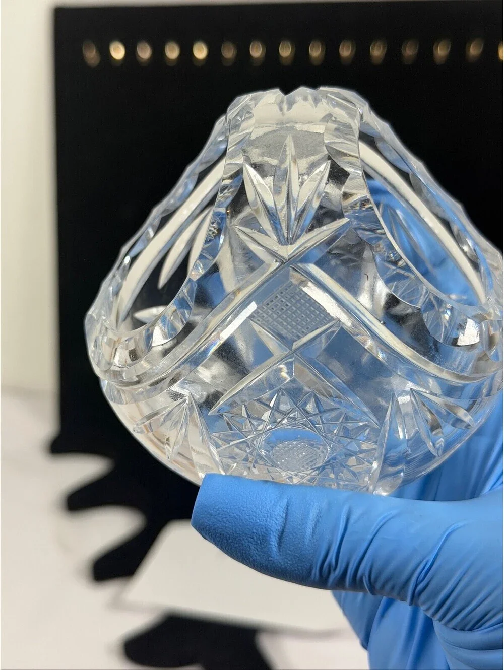 Vintage Clear Cut Glass Crystal Basket Bowl F4 Storage Location